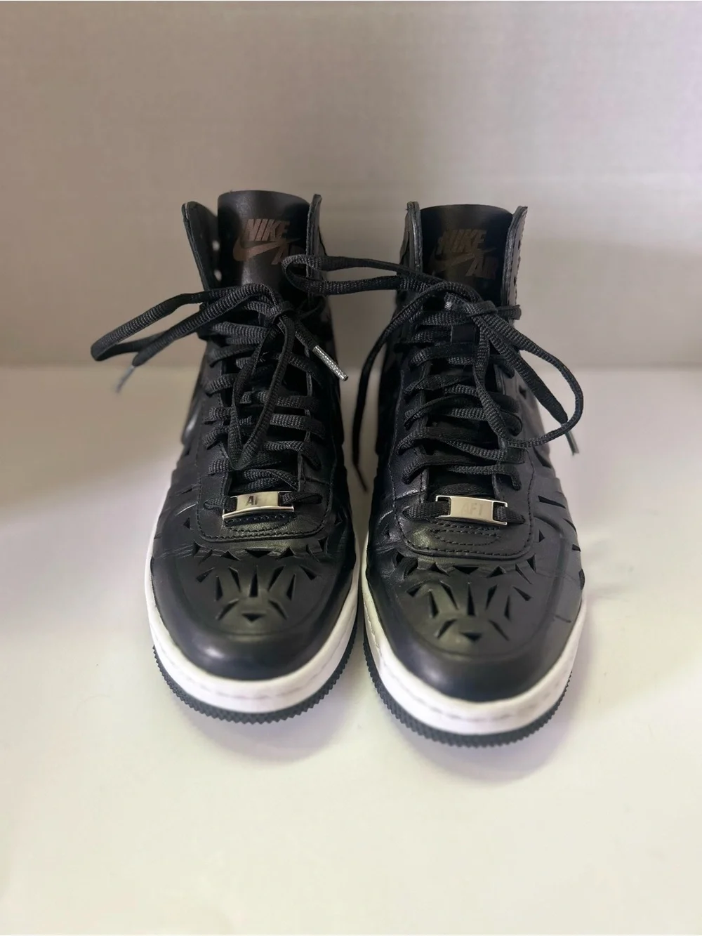 Nike Black Ultra Force AF1 Mid Joli High-Top Sneakers with White Midsole